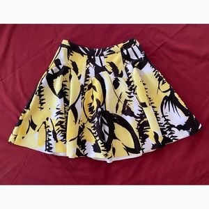 INC International Concepts Yellow Black White Pattern Skirt